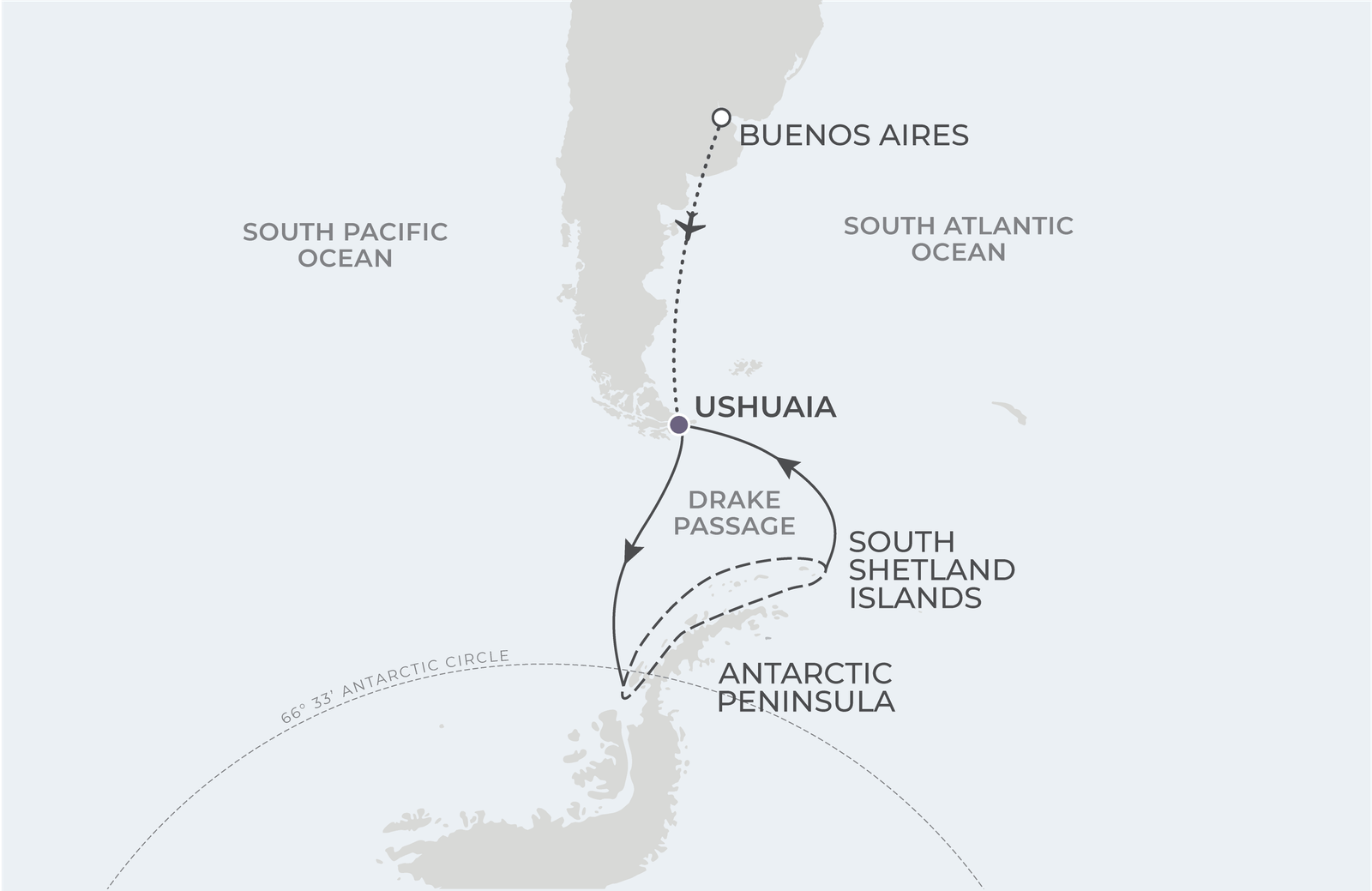 antarctic circle crossing map